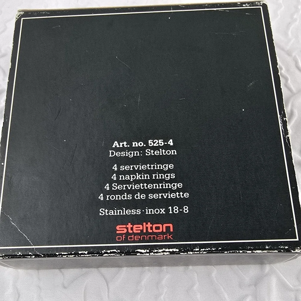 Stelton Of Denmark Set of 4 Napkin Rings Svend Jensen Stainless‎ Steel